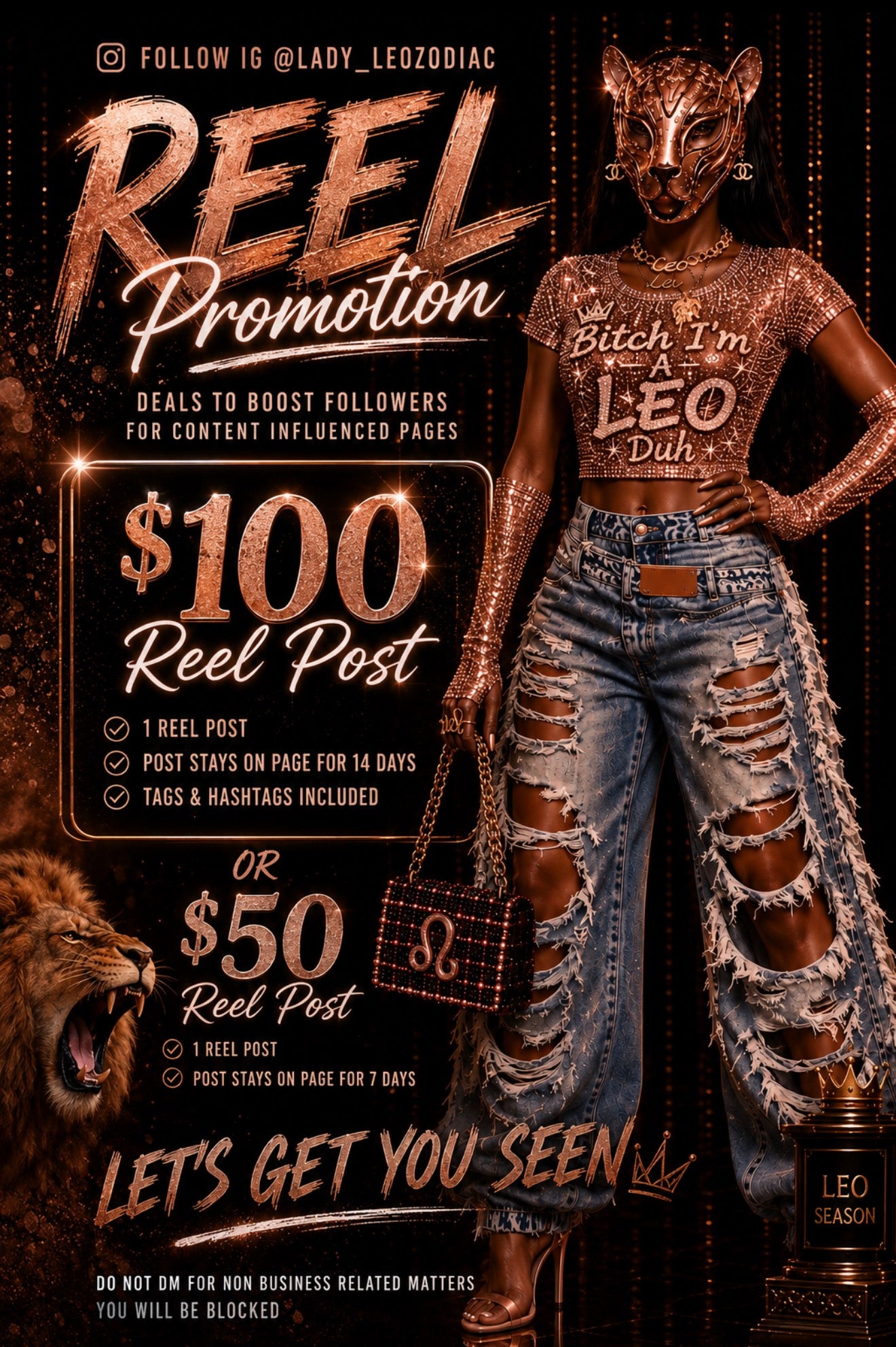 Lady Leo $100 Reel Post