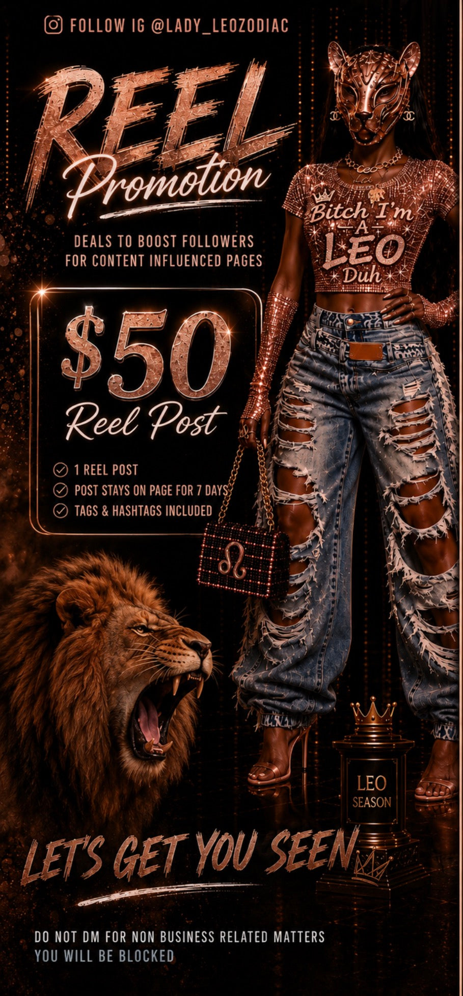 Lady Leo $50 Reel & Post